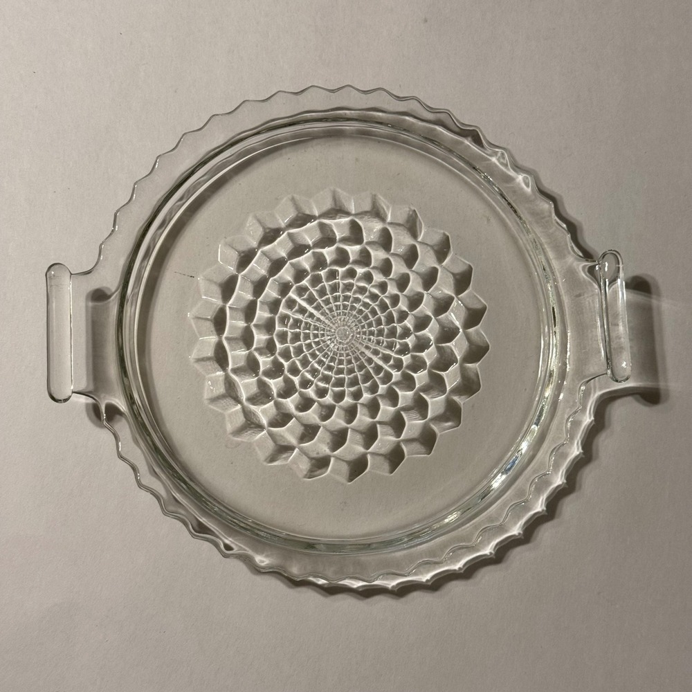 Vintage Jeanette Depression Glass Tray, Clear Cube Pattern with Handles